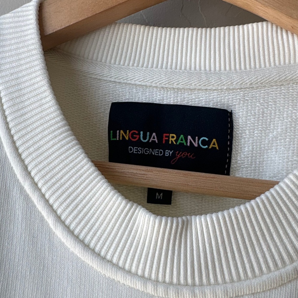 Lingua Franca Crewneck Young Scrappy and Hungry Cotton Sweatshirt Cream Size M - Picture 5 of 8